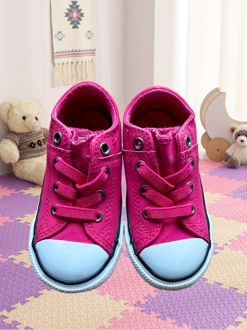Converse Kids Hot Pink Canvas Sneakers